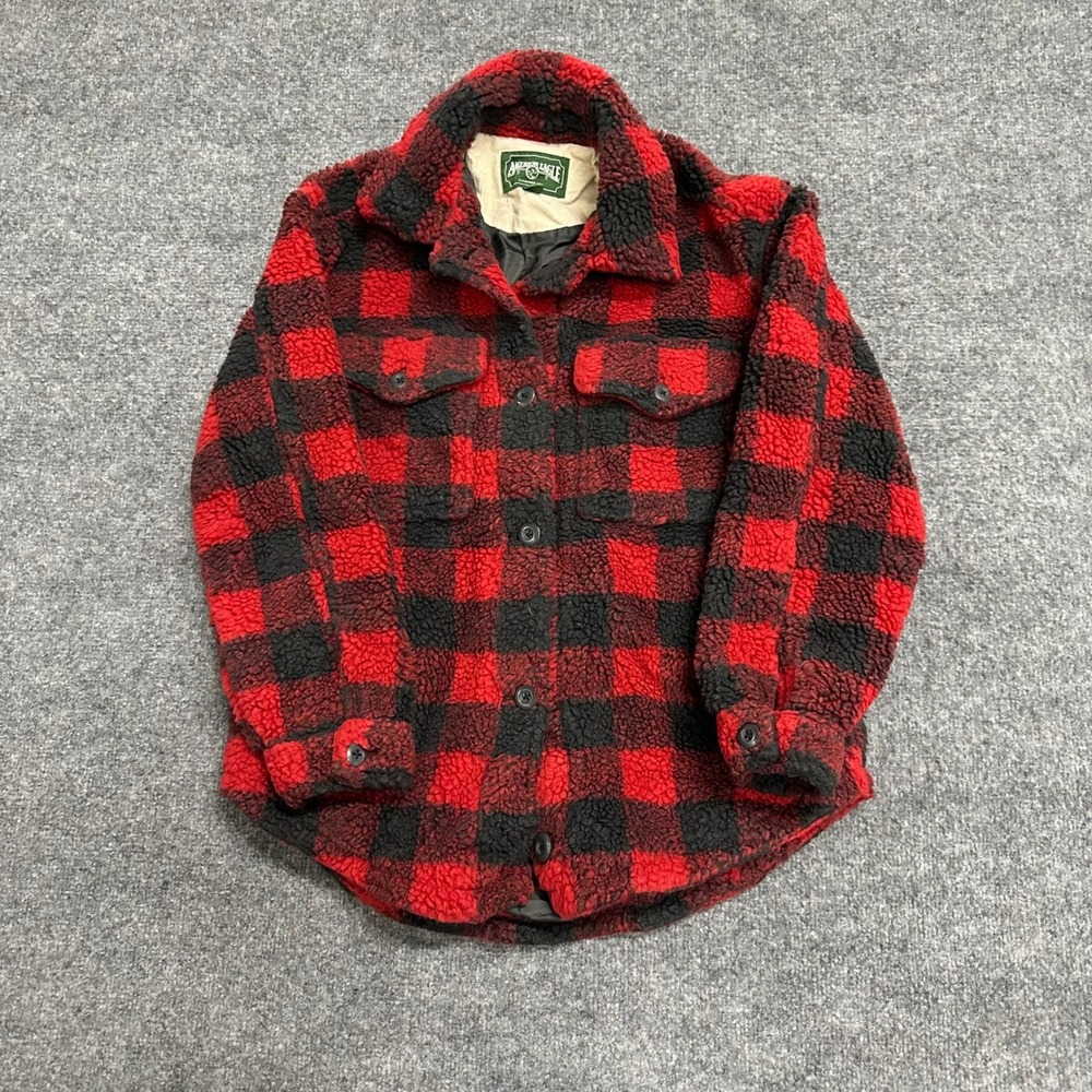American Eagle Shirt Jacket Womens Size XS Red Black Buffalo Plaid Sherpa Fleece